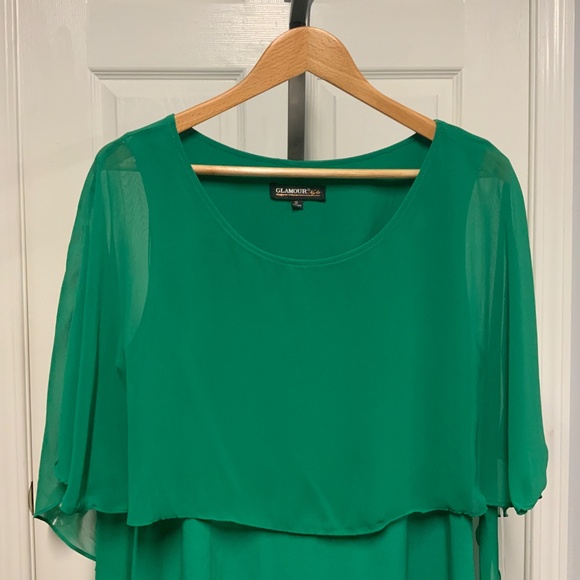 Glamour Nights Green Chiffon Overlay Dress – Size 16 – NWT - Picture 4 of 11